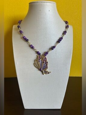 Purple and Gold Butterfly Necklace